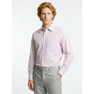 (…2)Richards Shirt Mens Pink Striped Button Up Long Sleeve Size L (3)cotton
